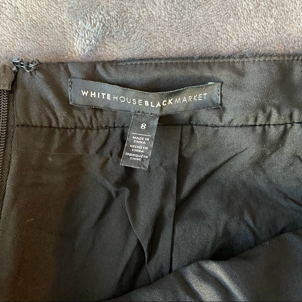 White House Black Market Black Large Button Tweed and faux leather Skirt size 8 - Picture 12 of 12